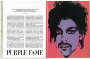 Vanity Fair article with Andy Warhol silkscreen of Prince